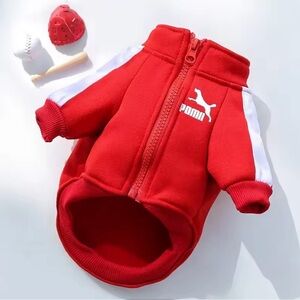 Poma Red and White Zipper Pet Jacket